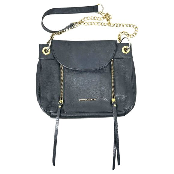 Cynthia Rowley Handbags - Cynthia Rowley Black Leather Gold Chain Crossbody Purse